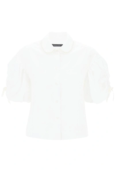 Shop Simone Rocha Puff Sleeve Boxy Shirt In White