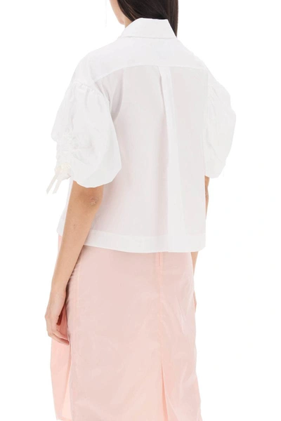 Shop Simone Rocha Puff Sleeve Boxy Shirt In White