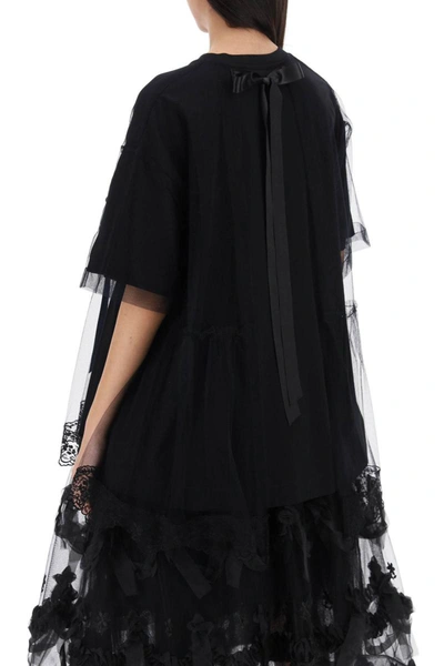 Shop Simone Rocha Tulle Top With Lace And Bows In Black