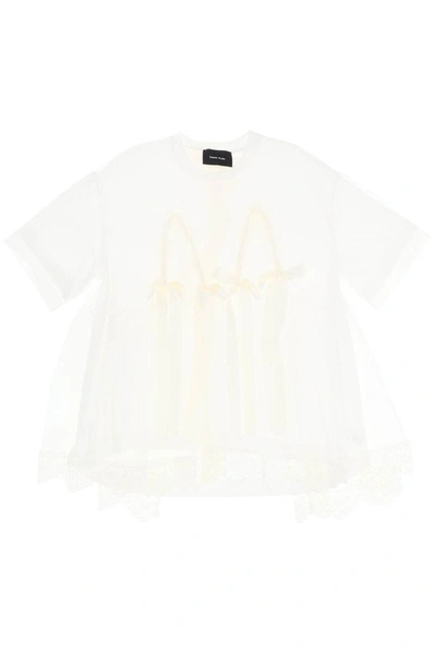Shop Simone Rocha Tulle Top With Lace And Bows In White