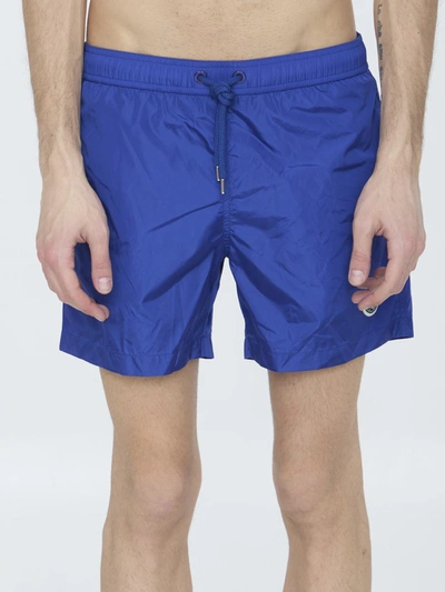 Shop Moncler Swim Shorts In Blue