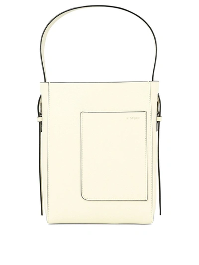 Shop Valextra Small Leather Bucket Bag In White