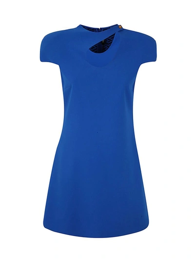 Shop Versace Mini Dress Cut Out Detail Clothing In Blue