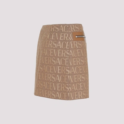 Shop Versace Miniskirt In Brown