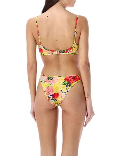 Shop Zimmermann Alight Corset Bikini In Yellow Floral