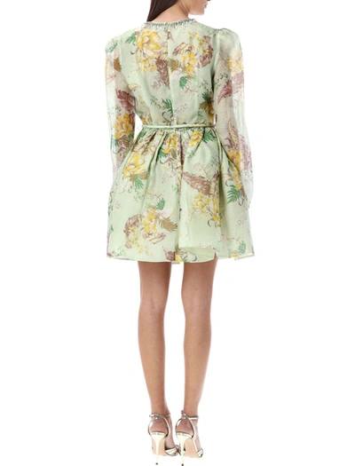 Shop Zimmermann Matchmaker Tulip Mini Dress In Mint Tropical N