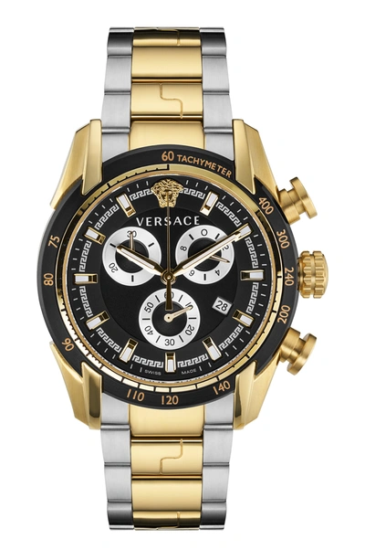 Shop Versace Men's V-ray 44mm Quartz Watch In Black