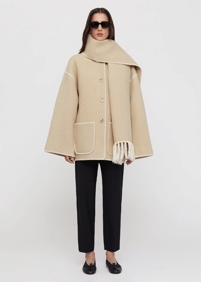 Totême Embroidered Scarf Button-front Jacket In Harvest