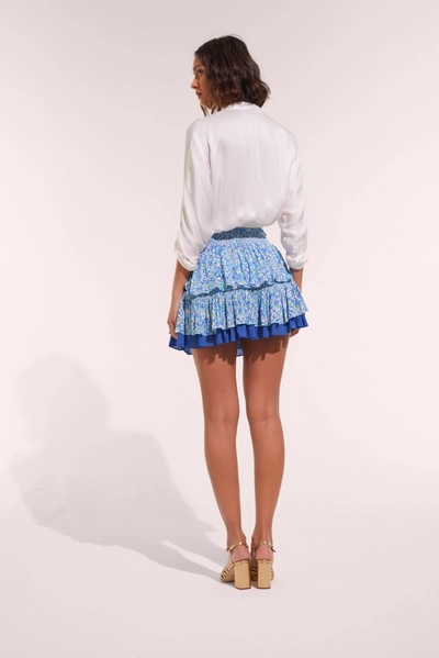 Shop Poupette St Barth Mini Skirt Ariane In Blue Ocean Flowers