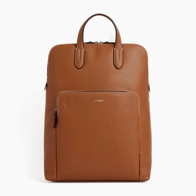 Shop Le Tanneur Sophie Zipped Business Backpack In Pebbled Leather In Brown