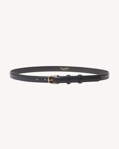 Nili Lotan Jane Belt - Flat Calfskin In Black W/shiny Brass Buckle