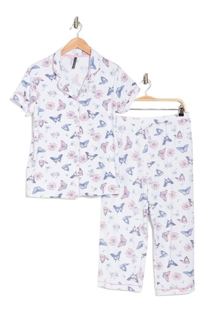Shop Jaclyn Notch Collar & Cropped Pajama Set In What Allie Butterflies