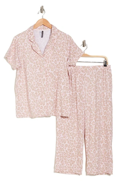 Shop Jaclyn Notch Collar & Cropped Pajama Set In Allie Leopard