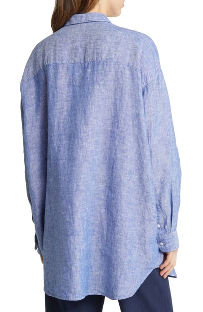 Shop Frank & Eileen Mackenzie Oversize Button-up Shirt In Famous Blue