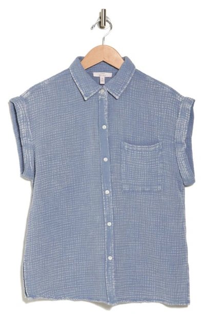 Shop Como Vintage Washed Cotton Gauze Button-up Camp Shirt In Troposphere