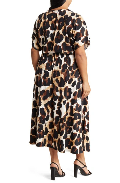 By Design Leopard Print Short Sleeve Maxi Dress In Kitten