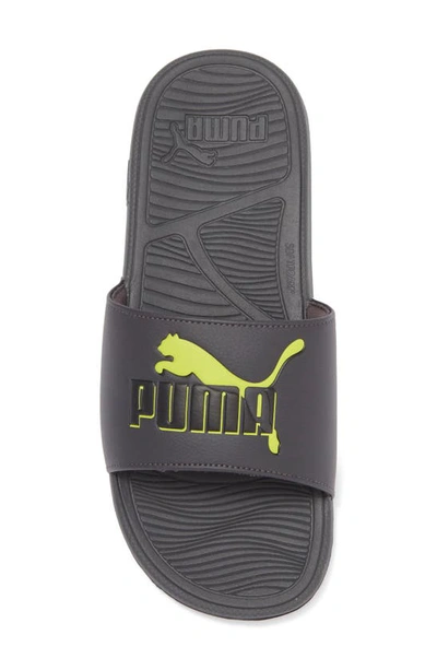 Shop Puma Cool Cat 2.0 Slide Sandal In Dark Coal- Black-lime
