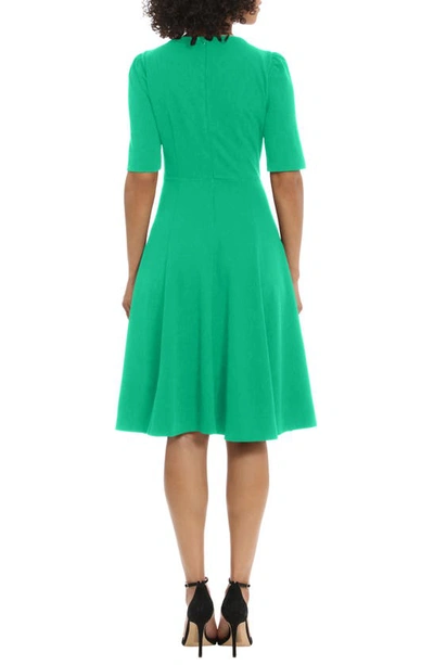 Shop Donna Morgan V-neck Fit & Flare Dress In Bright Jade