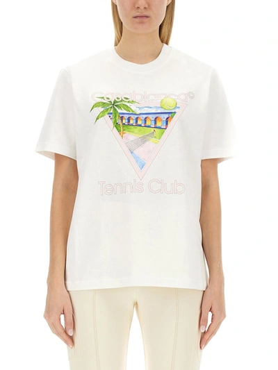 Shop Casablanca Logo Print T-shirt In White