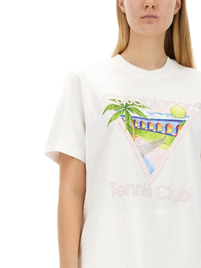 Shop Casablanca Logo Print T-shirt In White