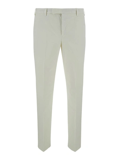Shop Pt Torino Sartorial Slim Fit White Trousers In Cotton Blend Man