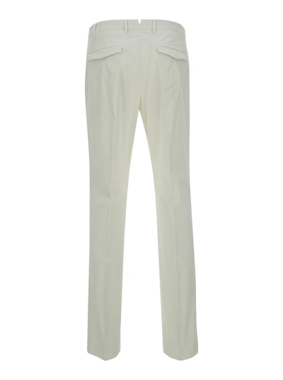 Shop Pt Torino Sartorial Slim Fit White Trousers In Cotton Blend Man