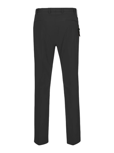 Shop Pt Torino Black Medium Waist Plaited Weave Pants In Virgin Wool Man