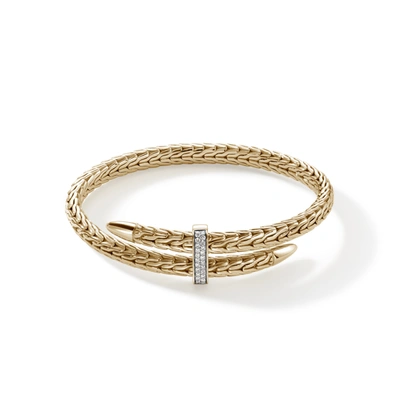 Shop John Hardy Spear Flex Cuff Bracelet In Sterling Silver, Gold, Black Rhodium