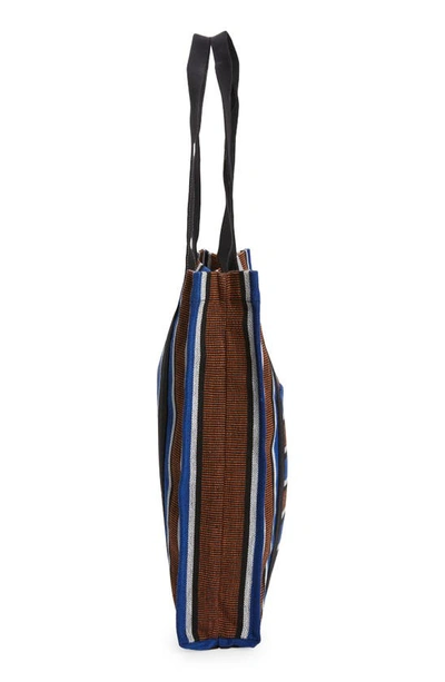 Shop Goodee Efi Bassi Cotton Canvas Market Tote In Blue And Rust Stripe