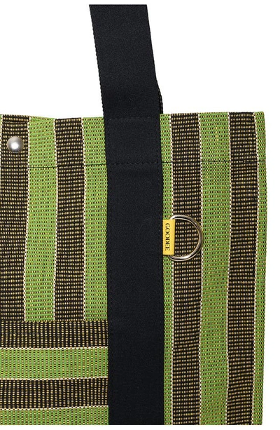 Shop Goodee Efi Bassi Cotton Canvas Market Tote In Green And Mimosa Stripe
