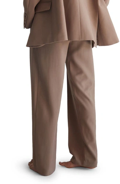 Shop Re Ona Joey Pleated Wide Leg Suit Trousers In Macadamia
