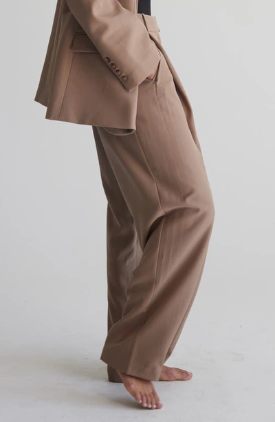 Shop Re Ona Joey Pleated Wide Leg Suit Trousers In Macadamia