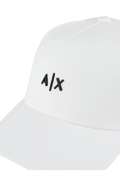 Shop Armani Exchange Embroidered Logo Snapback Baseball Cap In White