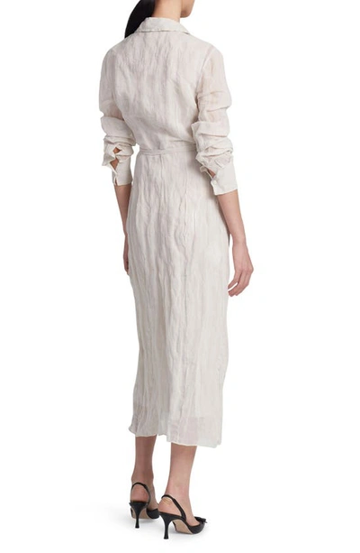 Shop Altuzarra Agnes Crinkle Texture Long Sleeve Belted Shirtdress In Sparrow