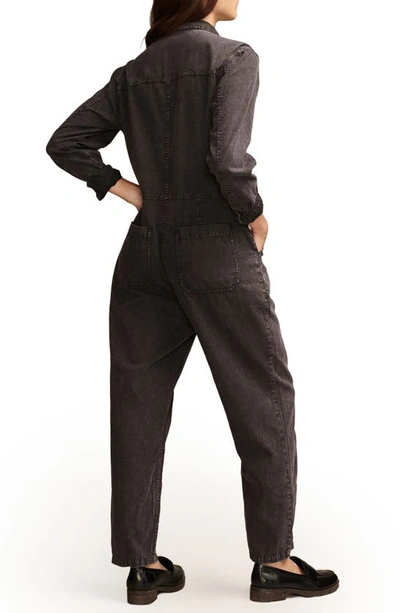 Shop Lucky Brand Long Sleeve Denim Jumpsuit In Soft Black