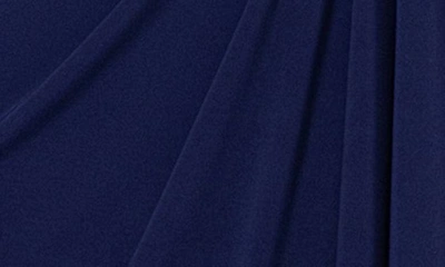 Betsy & Adam Ruffle Long Sleeve Sheath Gown In Navy