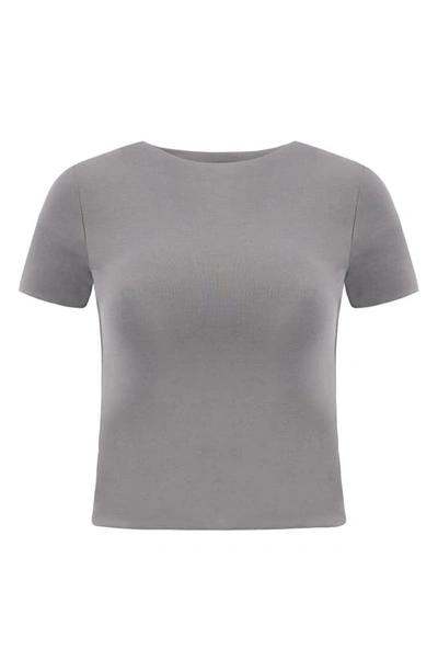 Shop Re Ona Signature Fitted Crop T-shirt In Slate