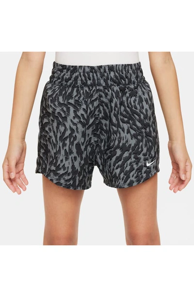 Shop Nike Kids' Woven High-waist Shorts In Smoke Grey/ White