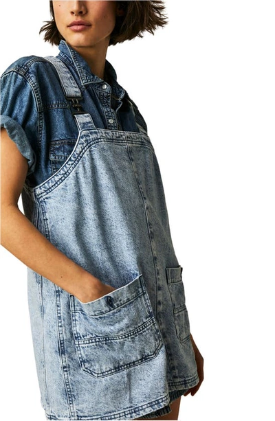 Shop Free People Denim Overall Minidress In All Faded Out