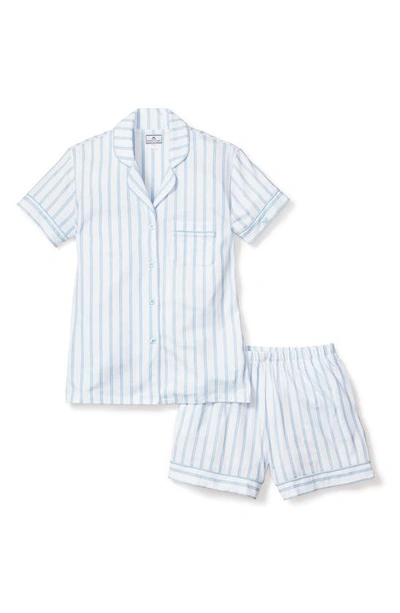 Petite Plume Stripe Pima Cotton Short Pajamas In White