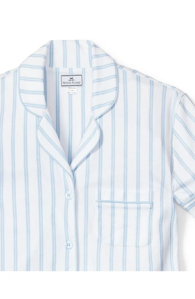 Petite Plume Stripe Pima Cotton Short Pajamas In White