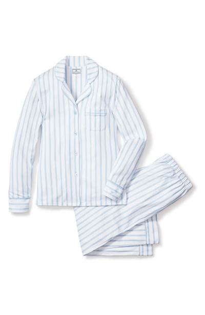 Petite Plume Luxe Pima Cotton Wide Leg Pajama Set In White