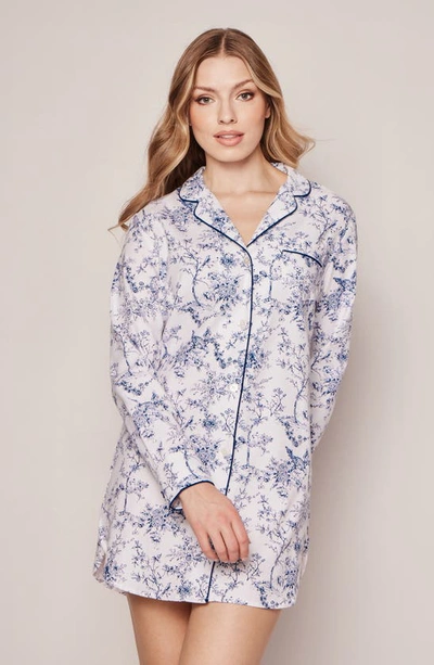 Petite Plume Timeless Toile Long Sleeve Nightshirt In White