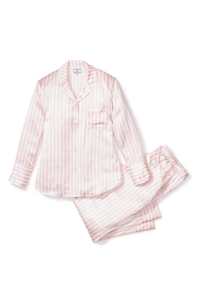 Shop Petite Plume Stripe Mulberry Silk Pajamas In Pink