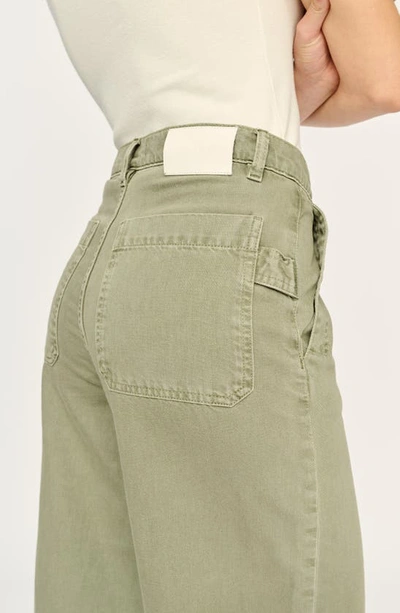Shop Dl1961 Zoie High Waist Relaxed Wide Leg Cotton & Linen Jeans In Alpine Green (vintage)