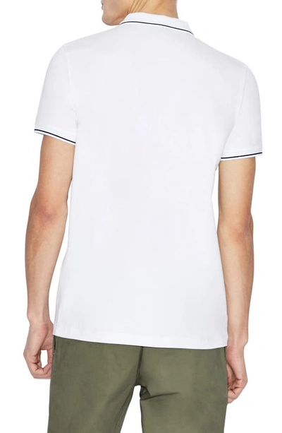 Shop Armani Exchange Slim Fit Tipped Logo Placket Polo In White