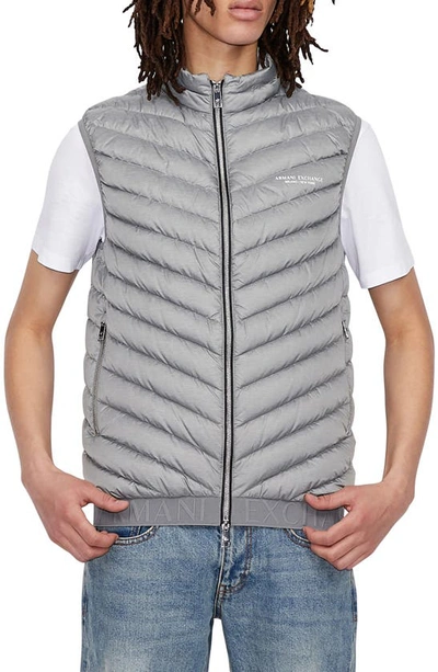Shop Armani Exchange Packable Down Puffer Vest In Grey