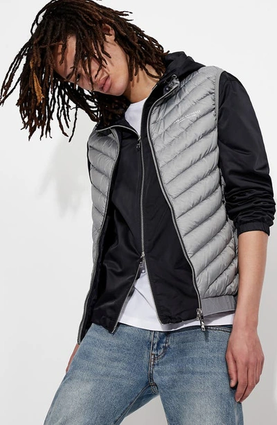 Shop Armani Exchange Packable Down Puffer Vest In Grey