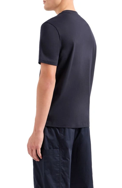Shop Armani Exchange Embroidered Logo Heavyweight Cotton Jersey T-shirt In Deep Navy
