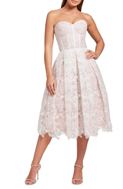 Shop Nadine Merabi Olivia Strapless Lace Dress In White